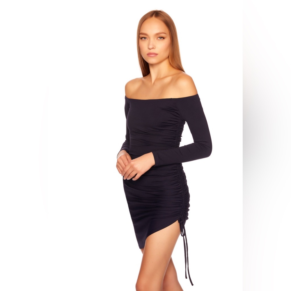 SALE! SUSANA MONACO OFF SHOULDER GATHERED DRESS - ONYX